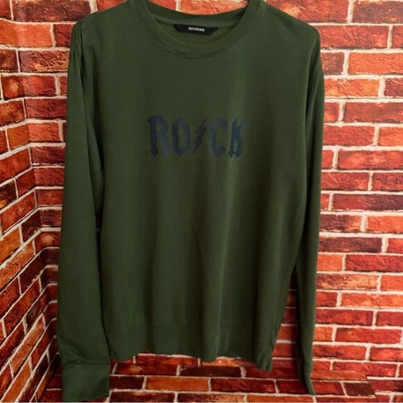 Zadig & Voltaire Women’s Green Steeve Rock Flashlight SP Sweater Top EUC Large - Picture 1 of 7
